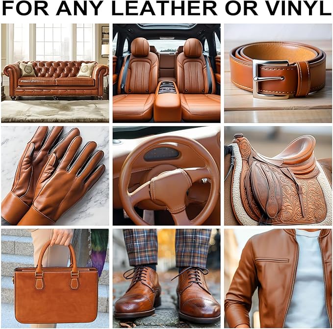 Leather Recoloring Balm,10oz Leather Color Restorer Leather Repair Kit for Furniture Car Leather Scratch Remover, Medium Brown Leather Color Restorer for Couches,Leather Dye Paint for Faded
