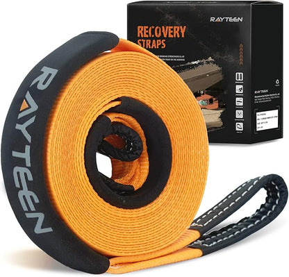 Genuine 11,000lb Xtreme Heavy Duty Winch Extension Strap | 33ft x 2in Vehicle Tow Strap with Reflective Sleeve & Reinforced Loops | Suits for 4x4 Offroad UTV ATV Trucks Boats
