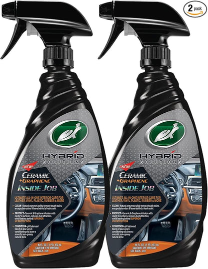 Turtle Wax 54219 Hybrid Solutions Ceramic Graphene Inside Job, Interior Car Cleaner and Protectant, Odor Eliminator, Works on Leather, Vinyl, Plastic, Rubber and More, 16 fl oz. (Pack of 2)