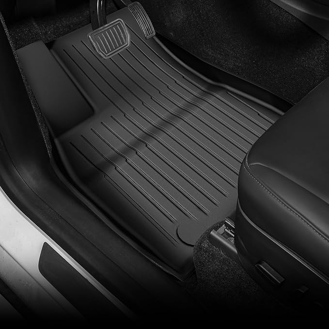 OEDRO Floor Mats 9 Pcs Fits for Tesla Model Y 7-Seater 2024-2020 Custom Fit All Weather TPE Automotive Trunk Mat with Backrest Mat Accessories Back Seat Protector for Model Y Car Floor Mats Set