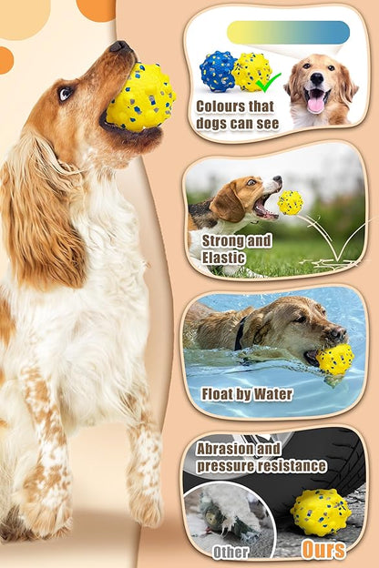 1.96'' Dog Balls for Dogs Aggressive Chewers Indestructible Tennis Durable Bouncy Interactive Dog Toy Balls for Fetch Game Floating Training(Yellow Small)