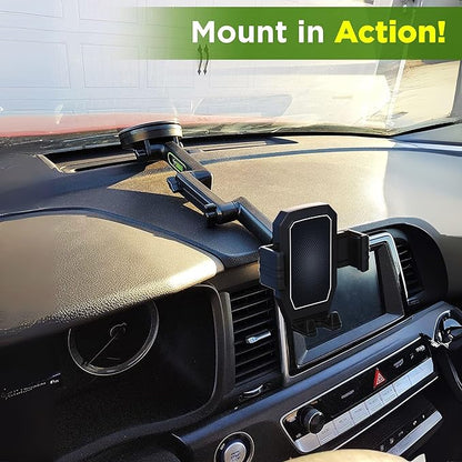 Phone Mount for Truck Phone Holder for Truck - Heavy Duty Suction Cup + Dashboard Pad, Mobile Device Holder for Dashboard Window 16.9 inch Long Arm, iPhone Samsung Compatible, Semi Trucker, Black