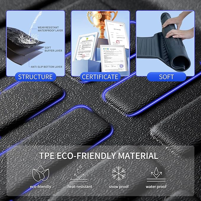 KELCSEECS® Floor Mats & Cargo Liner Custom for 2013-2022 Acura ILX All Weather Protection TPE Floor Liners Front& Rear Row Full Set Acura ILX Accessories Black
