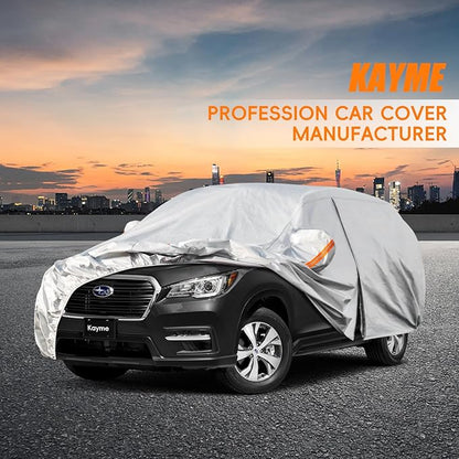 Kayme 6 Layers SUV Car Cover Custom Fit for Subaru Ascent（2018-2025） Waterproof All Weather for Automobiles, Outdoor Full Cover Rain Sun UV Protection.Silver