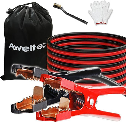 Jumper Cables 6 Gauge 20 Feet Battery Jumper Cables for Car -40℉ to 140℉ - Heavy Duty Booster Cables with Carry Bag, Safety Gloves and Iron Brush (6AWG x 20FT)