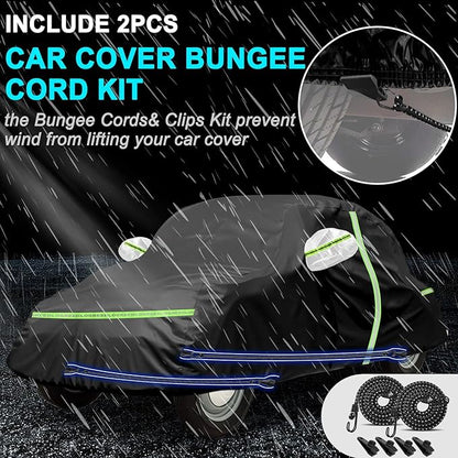 Car Cover for 1960-1980 Beetle Bug Sedan 2-Door,Full Exterior Car Covers for Automobiles All Weather Waterproof Heavy Duty,Zipper/Cotton Design Rain Snow Sun Winter UV Proof【210T Taffeta】- Black