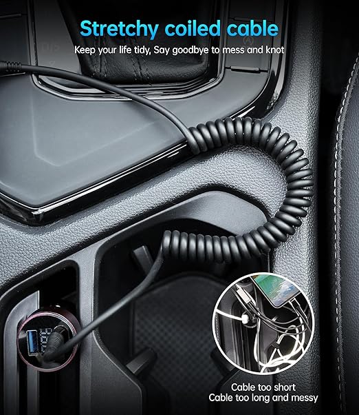 USB C to C Cable for Car 3FT&5FT, 100W Coiled USB C Fast Charging Cable for iPhone 16 Short USB Type C Cable for iPhone 15/Pro/Plus/Pro Max/Samsung Galaxy S23, Compatible All Type C Devices-Black