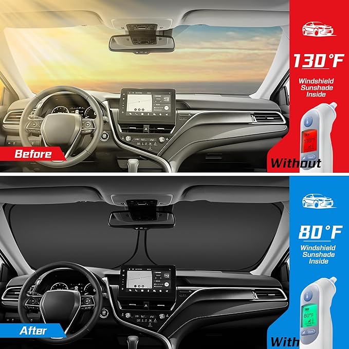 ARISMOTOR Windshield Sun Shade for N-issan Murano 2015-2024, Custom Fit Foldable Front Window Sunshade Sun Visor Protector, Block UV Rays Keep Your Car Cooler