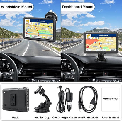 GPS Navigator for Car, Truck GPS Commercial Drivers 2025, Trucker GPS of Semi Turck, Lifetime Free Maps Updates, with 7 inch Touch Screen, Spoken Driver Alerts