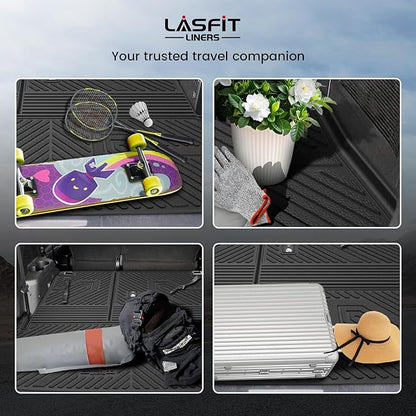 LASFIT Floor Mats & Cargo Mat for Toyota Highlander 2020-2025 (Fit Hybrid, 7&8Seats), All Weather Fit TPE Floor Liners, 3 Rows & Cargo Liner Back Seat Cover for Highlander car mats(Not Subwoofer)