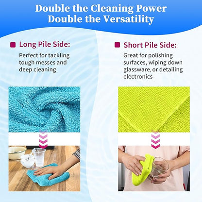 FIXSMITH Microfiber Cleaning Cloth - Pack of 12, Multi-Functional Towels, Size: 12 x 16 in, Highly Absorbent Rags, Lint-Free, Streak-Free for Car, Kitchen, Home, Office