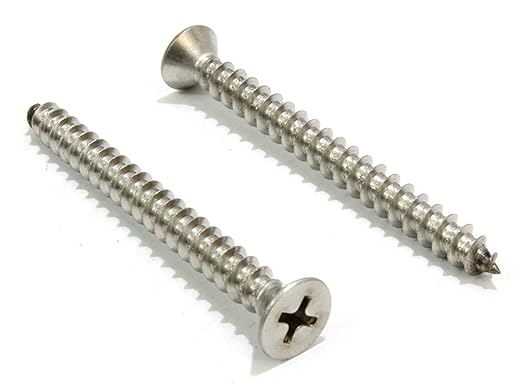 Bolt Dropper #10 X 1-3/4'' Stainless Steel Flat Head Phillips Wood Screw, (100 pc), 18-8 (304) Stainless Steel Sheet Metal Screws- Type A Point, Plain Finish, Threads That Bind
