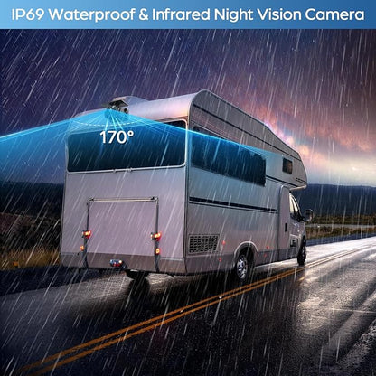 Magnetic Solar Wireless Backup Camera No Installation VASTEND 1080P 7'' RV Backup Camera with 10000mAh Rechargeable Battery for Box Truck Trailer Camper Car Caravan Rearview Reversing Camera (VS-7A)