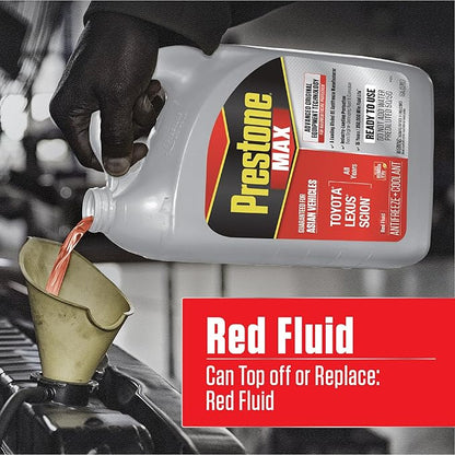 Prestone AF6210 MAX Asian Vehicles (Red) Anti-Freeze and Coolant, 1 Gallon, Pack of 6