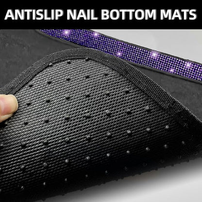 NBTEPEM Purple Violet Bling Car Floor Mats Full Set, Universal Fit Most Cars,SUV, Trucks, 4 pcs Sparkle Glitter Diamond Carpet for Women Girls with Anti-Slip Pad (Purple Violet Diamond)