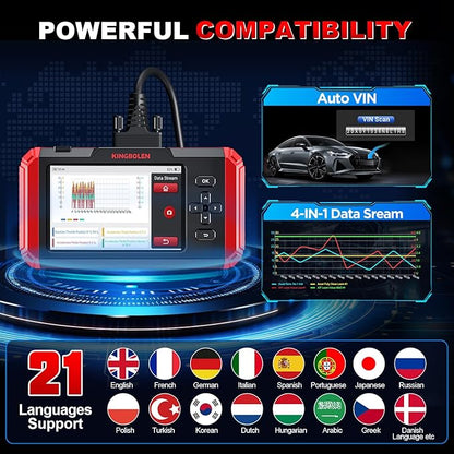 KINGBOLEN S500 OBD2 Scanner, ABS SRS Engine at Diagnostic Tool, Automotriz Code Reader with 6 Resets,Oil SAS, Brake,Throttle,FCA AutoAuth Automotive Scan Tool,AutoVIN All Cars Lifetime F-Ree Update