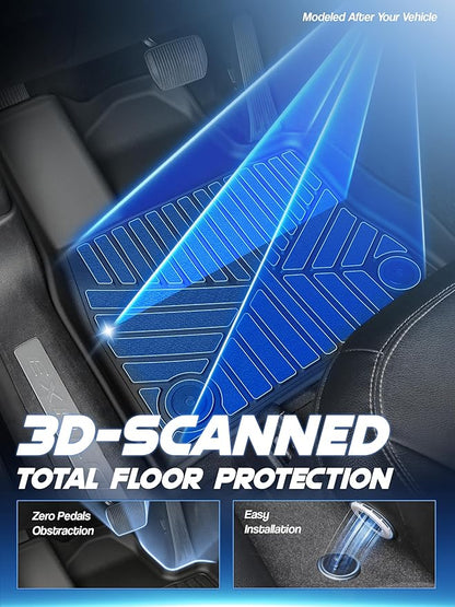 Car Floor Mats for Ford Explorer 2020-2024 2025(Only Fit 6 Seats) Accessories,TPE All Weather Protection Floor Mats,Custom Fit 3 Rows Car Floor Liners Set,Heavy Duty Accessories,Black