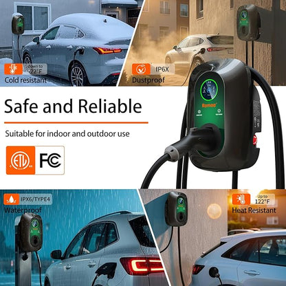 Level 2 EV Charger 48 Amp, J1772 Charger, Hardwired Electric Car Charger, APP Control, 25ft Cable, Wall Mount EV Charger Level 2 for Home, Electric Vehicle Charging Station