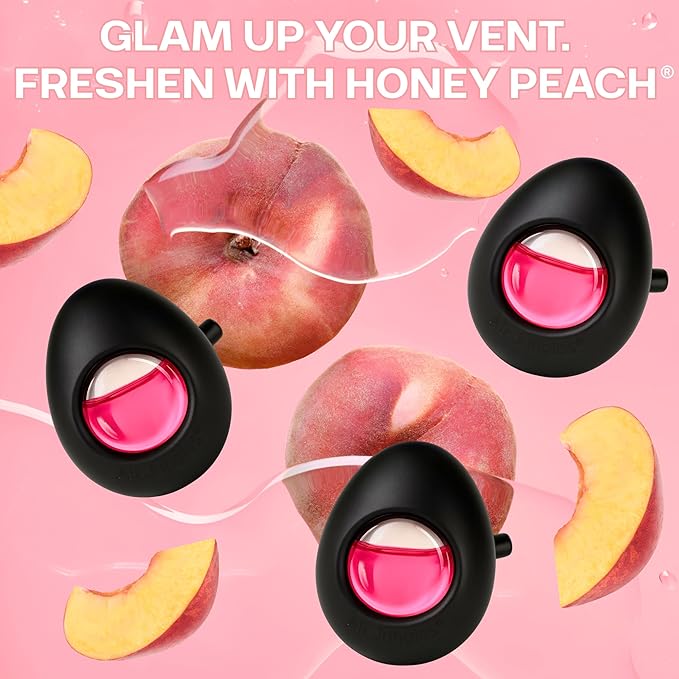 Air Jungles Car Air Freshener Vent Clip 3 Count, Honey Peach Scent, 4 ml Each, Long-Lasting Car Odor Eliminator, Easy Clip-On Design, Up to 90 Days Freshness for Cars, Trucks, and SUVs