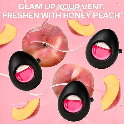 Air Jungles Car Air Freshener Vent Clip 3 Count, Honey Peach Scent, 4 ml Each, Long-Lasting Car Odor Eliminator, Easy Clip-On Design, Up to 90 Days Freshness for Cars, Trucks, and SUVs