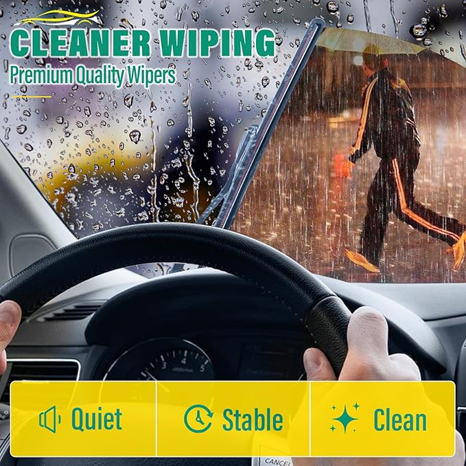 26" 24" 16" Windshield Wiper Blades Replacement for Honda Passport 2019 2020 2021 2022 2023 Premium All Weather Front Rear Wipers Set - OEM Quality (Pack of 3)