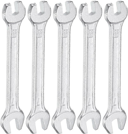 HARFINGTON 5pcs Double Open End Wrench 5.5mm x 7mm Metric 15 Degree Offset Angle Small Flat Head Wrench Galvanizing Open Ended Spanner for Automotive Repair Furniture Assembly