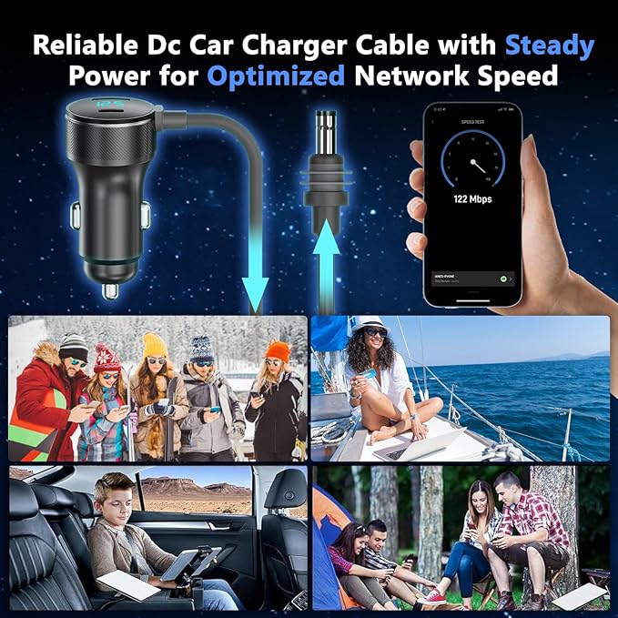 3-in-1 Starlink Mini Cable, Car Charger with Digital Display | 40W USB-C PD & 35W USB-A Ports | All-Weather Shielded Cable for RV, Truck, Boat (12V-48V) (9.8ft)