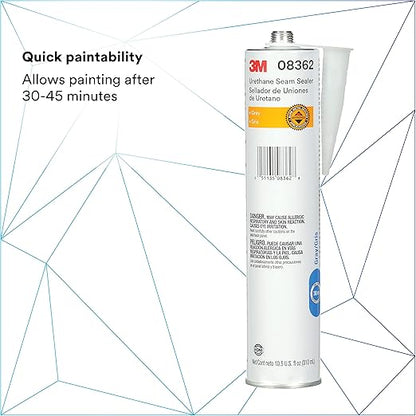3M Urethane Seam Sealer, 08362, Gray Color, High Solids, Permanently Flexible, 310 mL/10.5 fl oz Cartridge