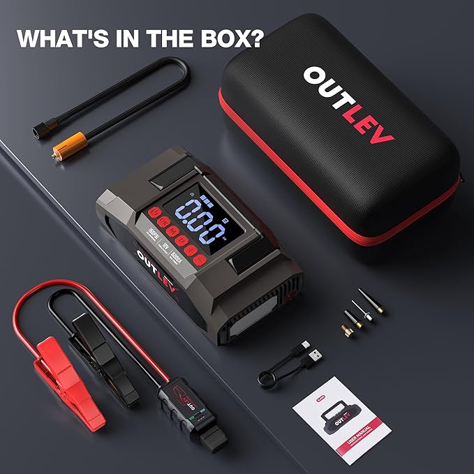 Jump Starter with Air Compressor (6000A 160PSI) - All-in-One Portable Jump Starter for Cars, Trucks, RV, Boat - Fast Charging, Safety Protection, Essential for Road Trips & Emergencies