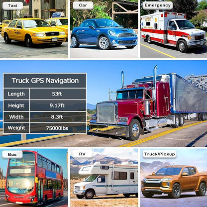 GPS Navigator for Car, Truck GPS Commercial Drivers 2025, Trucker GPS of Semi Turck, Lifetime Free Maps Updates, with 7 inch Touch Screen, Spoken Driver Alerts