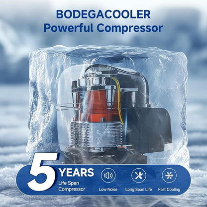 BODEGACOOLER 12 Volt Refrigerator, 63.4Quart RV Refrigerator, Dual Modes RV Fridge with LED, (32℉-50℉) Travel Compressor Cooler 12/24V DC for Boat, Yacht, Caravan, Truck, Camping (Silver)