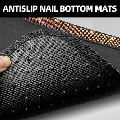 NBTEPEM Bling Car Floor Mats Full Set, Universal Fit Most Cars,SUV, Trucks, 4 pcs Sparkle Glitter Diamond Carpet for Women Girls with Anti-Slip Pad (Orange Diamond)