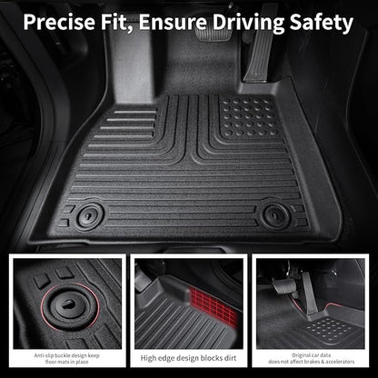 Wayhigh-Floor Mats for 2021-2025 Kia Sorento (not for Hybrid) 6 & 7 Seats TPE Trunk Mat with Backrest Mat All Weather Waterproof Duty Rubber Cargo Liners Floor Mats Accessories Custom Black