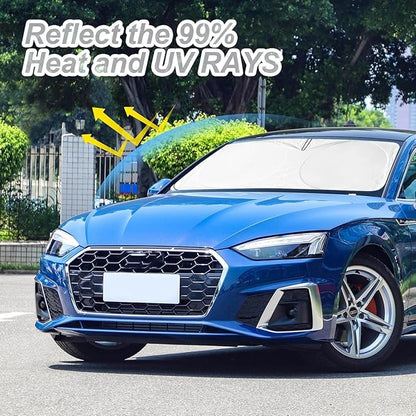 Custom Windshield Sunshade for Audi A4 A5 & S5 RS5 2018-2022 2023 2024 2025 Front Window Shades Cover for Windshield Sun Visor Screen Protector 210T Reflective Blocks UV Rays Cool Car Accessories