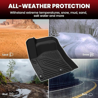 LASFIT Floor Mats & Backseat Cargo Mat for Mitsubishi Outlander 2022-2025 (Not Fit PHEV or Sport Models), TPE All Weather Protection Custom Fit 3 Row Rubber Floor Liners, Black, Easy to Clean