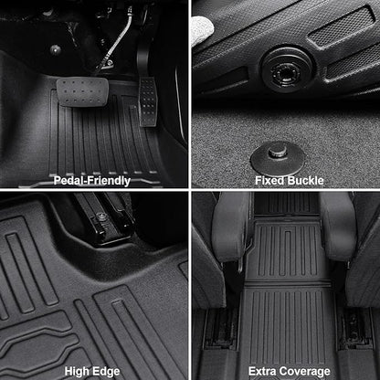 Floor Mats for 2017-2023 GMC Acadia (6-seat), All Weather TPE 2-in-1 Cargo Mat with Backrest Mat for Acadia Accessories