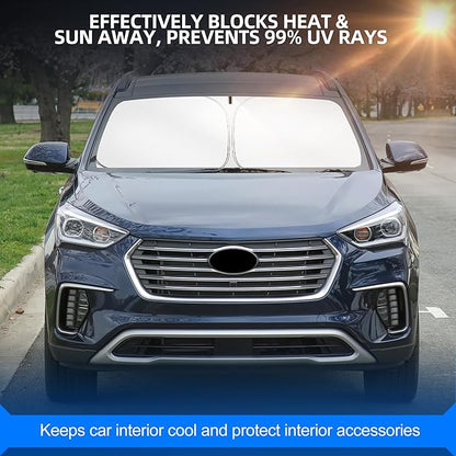Windshield Sun Shade for H-yund-ai Santa Fe 2013-2018 Foldable Sunshade Custom Fit Front Window Car Interior Accessories Protector Blocks UV Rays