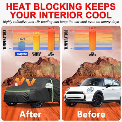 Car Cover for 2014-2025 Mini Cooper/Cooper S/Hardtop/Clubman/Countryman 4 Door,Full Exterior Car Covers for Automobile All Weather Waterproof Heavy Duty,Zipper/Cotton UV Proof Custom fit【210T Taffeta】