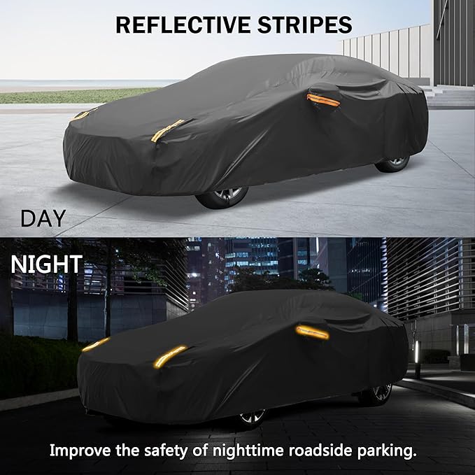 MORNYRAY Compatible with Ford F150,Car Cover Outdoor Waterproof Sun Rain Snow Hail Protection with Driver Door Zipper (Black, Custom Fit Ford F150)