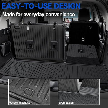 Floor Mats Set for 2022-2025 Nissan Pathfinder 7/8 Seats Accessories, Full Coverage All Weather Floor Mats Cargo Mat with Backrest Protectors - Includes Trunk Lower Mat & Door Sill Guards