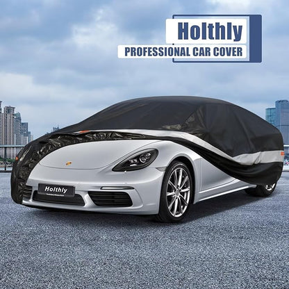 10 Layers Car Cover Custom Fit for Porsche 718, Boxster, Cayman(1996-2025), Waterproof All Weather for Automobiles, Outdoor Full Cover Sun Dust Rain Protection with Cotton. Black