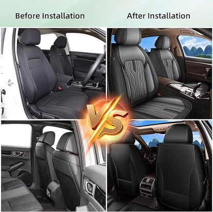 YORKENIC Fit for Hyundai Kona Seat Covers Front Set 2018-2024 2025: Breathable Leather Car Seat Covers Compatible Airbag (2 Front Set, Black & Grey)