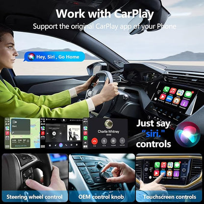 Wireless CarPlay Adapter for Apple iPhone | Mini USB Design for Convert Wired to Wireless Car Play Adapter - No Latency from iOS 10+ to Screen w/USB C (Black)