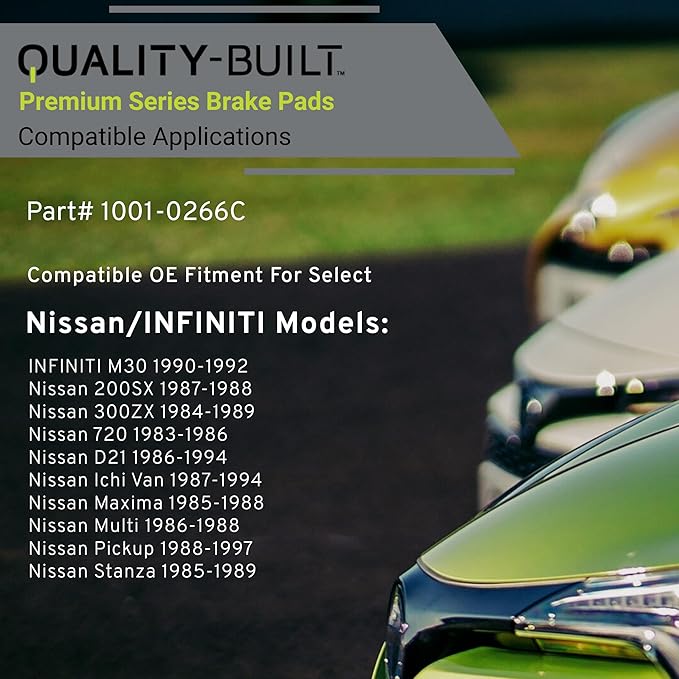 Premium Ceramic Front Brake Pads (1001-0266C) Compatible with 1983-1997 INFINITI/Nissan (200SX/300ZX/720/D21/Ichi Van/M30/Maxima/Multi/Pickup/Stanza)