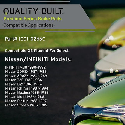Premium Ceramic Front Brake Pads (1001-0266C) Compatible with 1983-1997 INFINITI/Nissan (200SX/300ZX/720/D21/Ichi Van/M30/Maxima/Multi/Pickup/Stanza)