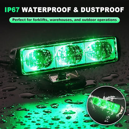 2Pcs Forklift Safety Light Green, 30W Straight Line Forklift and AGV Safety Indicator Warehouse Hazardous Area Warning Light for Warehouse and Industrial Use (DC 10-100V)