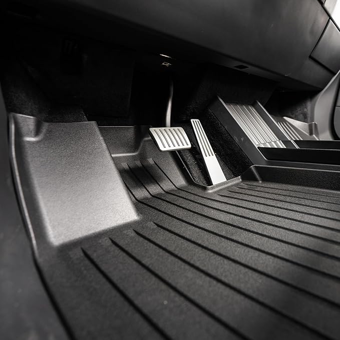 OEDRO Floor Mats & Truck Bed Mat Fit for Tesla Cybertruck 2024 2025, TPE All Weather Floor Liners Custom Fit for 2024 Cybertruck Accessories, 1st & 2nd Row Car Mats and Truck Bed Liner, Black