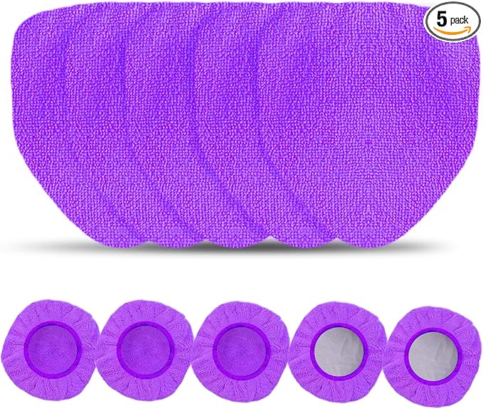 XINDELL 5 Pack Microfiber Pads – Replacement Heads Cover for Xindell Windshield Cleaner Tools. Washable & Reusable Triangle Pads (Violet). Fits Window Reach Tool - Handle Not Included