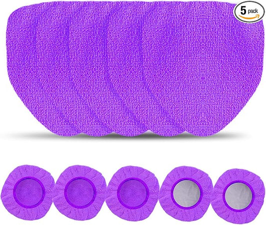 XINDELL 5 Pack Microfiber Pads – Replacement Heads Cover for Xindell Windshield Cleaner Tools. Washable & Reusable Triangle Pads (Violet). Fits Window Reach Tool - Handle Not Included