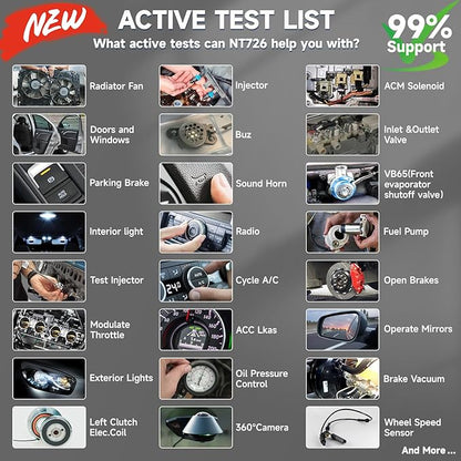 2025 FOXWELL NT726 Bidirectional Scan Tool, All System OBD2 Scanner Diagnostic Tool, Car Code Reader for All Models with 12 Resets, ABS Bleeding, Oil/EPB/SAS/D-PF/TPMS/Injector/Throttle, WI-FI Update